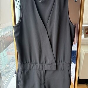 Mango Black Sleeveless Jumpsuit with V-Neckline